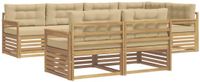 vidaXL Buiten bankenset 7 st Wit en Beige Polyester