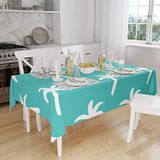 Bonamaison Tafelkleed, Anti-Mold, Sneldrogend, Waterdicht, 100% Polyester Tafellaken, Turkoois, wit, 140 x 160 Cm