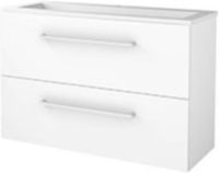 Basic Line Start 39 Badkamermeubelset - Ondiep - 100 x 39 cm - Met Grepen - 2 Lades - Acryl Wastafel - 1 Kraangat - Ice White