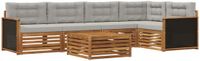 vidaXL - Buiten - bank - set - 5 - zitplekken - Naturel en lichtgrijs - Polyester