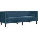 Canapé Chesterfield 3 places velours bleu