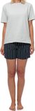 Schiesser Dames pyjama Cotton blauw gestreept / grijs