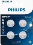 Philips CR2016 3V Lithium Knoopcel Batterij 4 Stuks