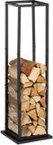 Relaxdays Metaal Brandhoutrek 121x35x35 cm Hoog voor Binnen - Haardhoutrek voor Open Haard Zwart