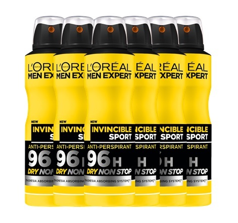 L'Oréal Men Expert Deodorant Men Expert Invincible Sport Deodorant Spray – 6 x 150ml – Voordeelverpakking - Anti-transpirant Deodorant