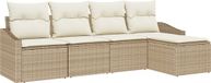 vidaXL Salonset met kussen 5-delig Beige polyrotan