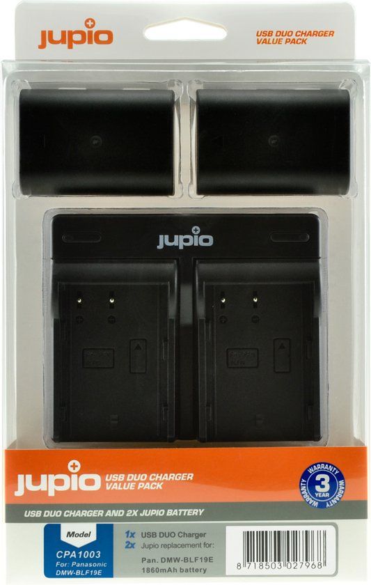 Jupio Kit: 2x Battery DMW-BLF19E 1860mAh + USB Dual Charger