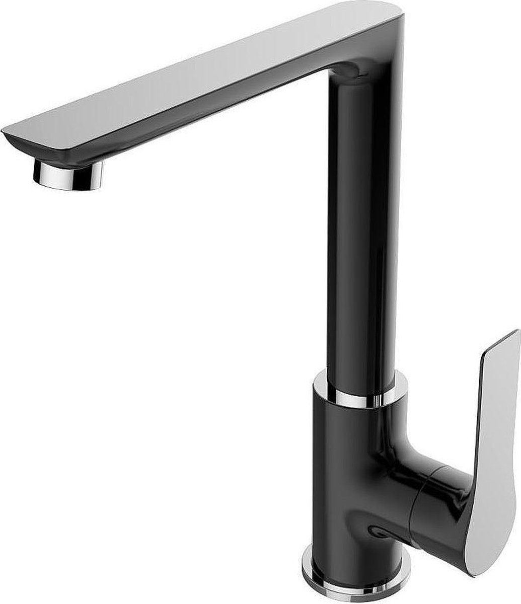 Wiesbaden Casma Keukenkraan - Chroom/Zwart - Messing