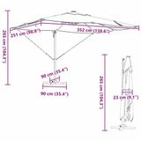 vidaXL Parasol 352 x 251 x 265 cm Polyester en Aluminium Azuurblauw