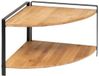5Five Keuken/aanrecht hoek rekje - metaal/bamboe hout - 30 x 30 x 20 cm - organizer - naturel/zwart - 2 laags