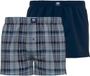 CECEBA heren 2P wijde boxershorts basic check blauw