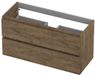 INK - Onderkast 2 Laden Greeploos met Houten Keerlijst - 100 cm - Naturel Eiken