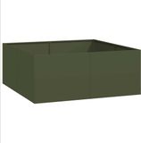 vidaXL Plantenbak 100x100x40 cm staal olijfgroen