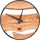 vidaXL Wandklok Ø35 cm ijzer en olijfhout bruin