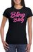 Bellatio Decorations Verkleed T-shirt dames - bling - zwart - roze glitter - carnaval/themafeest L