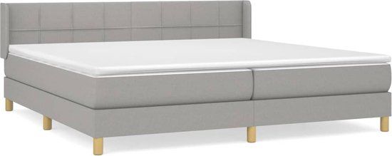 vidaXL Boxspring met matras stof lichtgrijs 200x200 cm