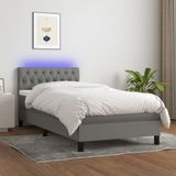 Maison Exclusive - Lit boxspring avec matelas et éclairage LED, gris foncé, 100x200 cm, textile