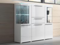 Commode INDIRA 4 portes 1 tiroir blanc/blanc brillant