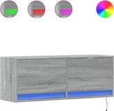 vidaXL TV-wandmeubel met LED-verlichting, grijs Sonoma, 100x31x35 cm