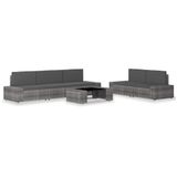 VidaXL 6-delige Loungeset Poly Rattan Grijs