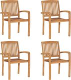 vidaXL Chaises de jardin empilables, lot de 4, teck robuste