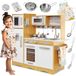 Mamabrum Cuisine de jeu en bois XL - Cuisine pour enfants avec accessoires - Cuisine de jeu comprenant un set de casseroles, des ustensiles de cuisine, un tablier de cuisine, un set de cuisine - Petite cuisine pour enfants à partir de 3 ans