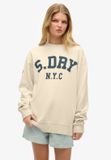Superdry Athletic Essentials sweatshirt ample coupe Femmes Desert Bone Off White Coton/Polyester UK10-EU38