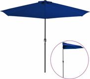 vidaXL Balkonparasol half met aluminium paal 300x155x223 cm blauw