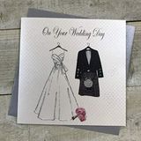 White Cotton Cards Op uw trouwdag handgemaakte Schotse kaart, PS1