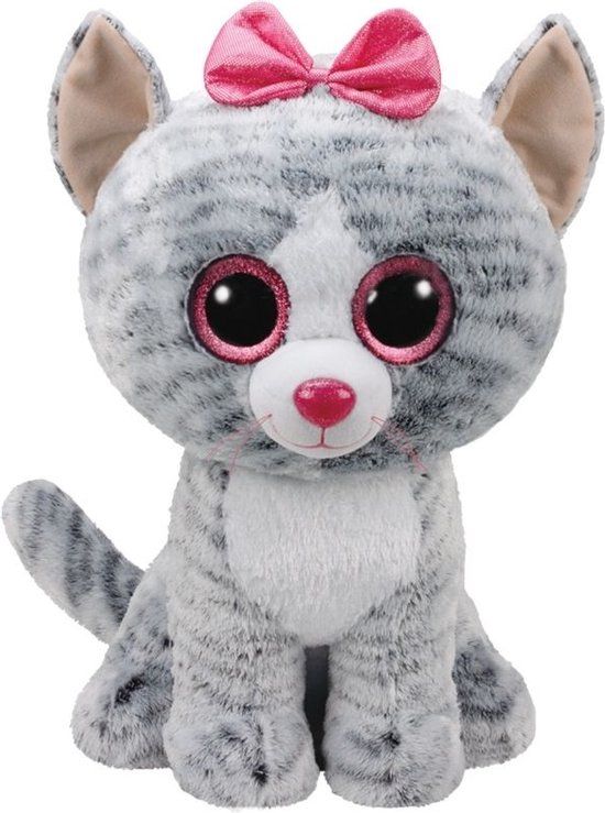 Ty Beanie Boos XL Kiki Cat - 42cm - Grijs Wit