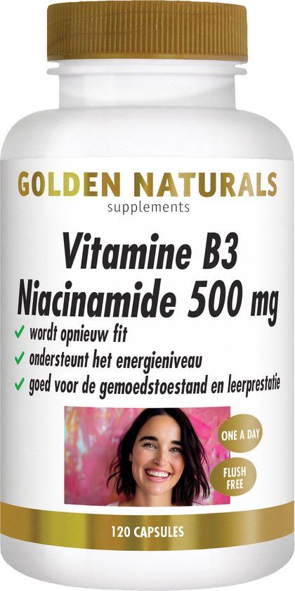 Golden Naturals Vitamine B3 Niacinamide 500mg (120 veganistische capsules)