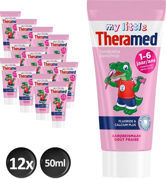 Theramed Junior Aardbei / Fraise 3+ Tandpasta Tube 50 ml -12 stuks - Vordeelverpakking