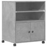 vidaXL Printerkastje met wielen 60x48x74 cm betongrijs