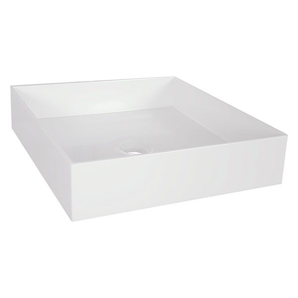 Differnz Waskom Opbouw Jura Vierkant 42x10cm Mineraalmarmer Wit