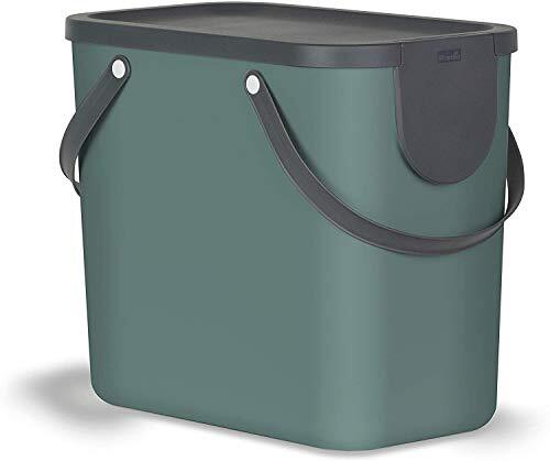 Rotho Babydesign Albula Afvalscheidingssysteem 25l voor de keuken, Kunststof (PP) BPA-vrij, donkergroen/antraciet, 25l (40.0 x 23.5 x 34.0 cm)