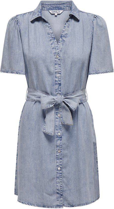 ONLY - ONLHELENA SS BELTED DNM DRESS QYT - Dames - Mini jurken - Blauw - XS