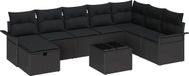 vidaXL Banc de jardin 9 pièces noir polyrattan