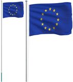 VidaXL Vlag met vlaggenmast Europa 6,08 m aluminium