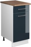 Vicco Onderkast voor spoelbak/kookplaat Fame-Line, Donkerblauw hoogglans/Wit, 40 cm, WB Eik