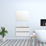 Badkamerplanet Badkamermeubel Trento Greeploos Mineraal 80 cm Hoogglans Wit met Spiegel