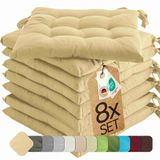 etérea Basic Coussin de siège Coussin de chaise - 8 Pièces - 40x40 cm - Beige