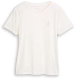 Tom Tailor - T-shirt met bloemenborduursel - Maat S - Whisper White