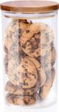 Alpina Foodking Voorraadpot - Borosilicaatglas - 950 ml - Transparant/Hout