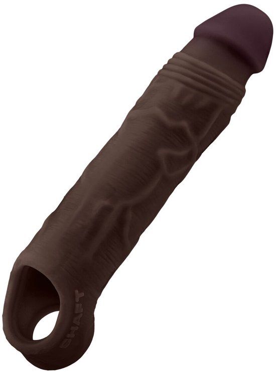 Shaft Sheath Model F Size 1 7.8 inch Liquid siliconen Sleeve Mahogany Penishoes - Zwart