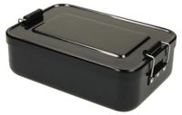 Icecat Lunchbox "Metallic" - Robuste lunchbox en aluminium met een afneembaar deksel en praktische sluitclips - Zwart
