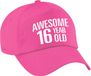 Bellatio Decorations Awesome 16 year old - 16 jaar - roze - volwassenen - baseball cap