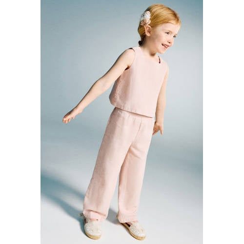 Mango Kids linnen mouwloze top lichtroze