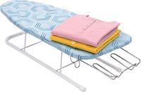 Relaxdays tafelstrijkplank, strijkoppervlak 76 x 30,5 cm, blauw/wit