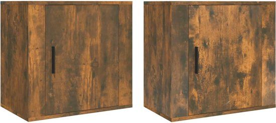 vidaXL Nachtkastjes 2 stuks wandgemonteerd 50x30x47 cm gerookt eikenkleur