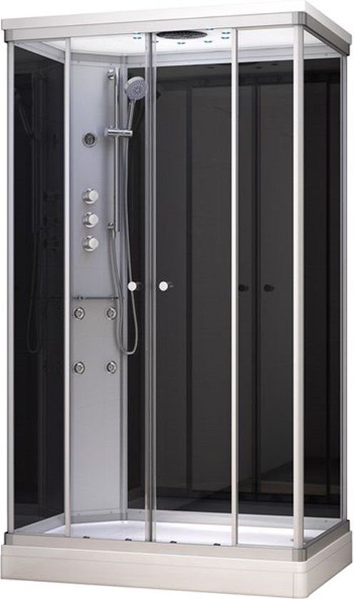 Maxaro Modera Complete Douchecabine 140x90cm Zwart glas Schuifdeur Rechthoek